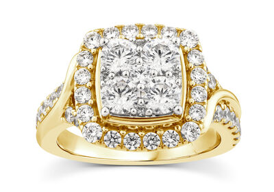 Round Diamond 2ctw. Composite Engagement Ring in 10k Yellow Gold